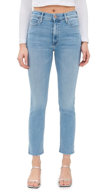MOTHER Mid Rise Dazzler Ankle Fray Jeans Blessing In Disguise