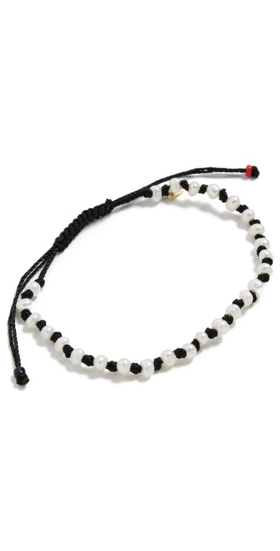 Clare V. Petit Pearl Beaded Bracelet Cream/Black