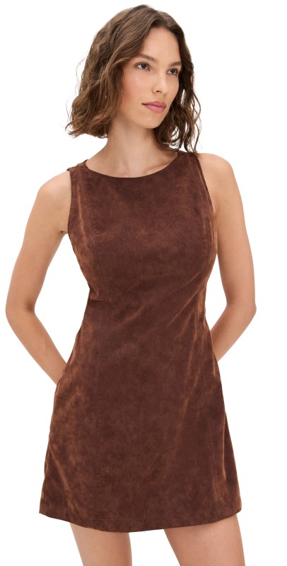 Free People Atlas Suede Mini Dress Chicory Coffee