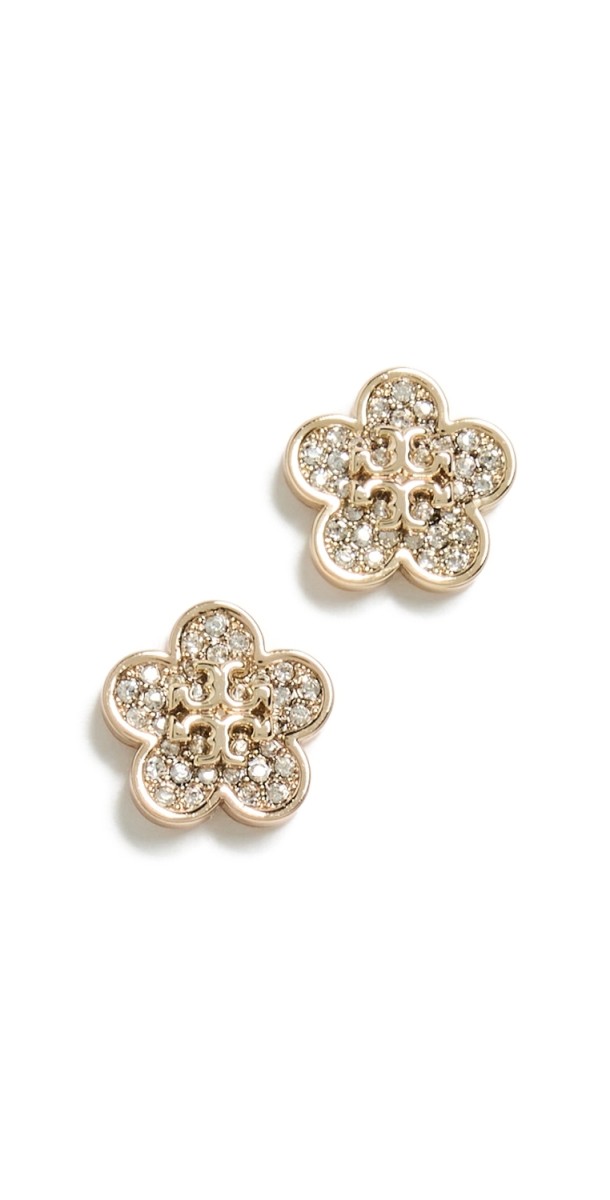 Tory Burch Kira Pave Flower Studs Tory Gold/Crystal
