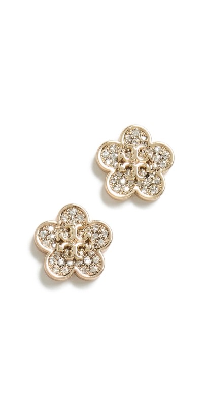 Tory Burch Kira Pave Flower Studs Tory Gold/Crystal