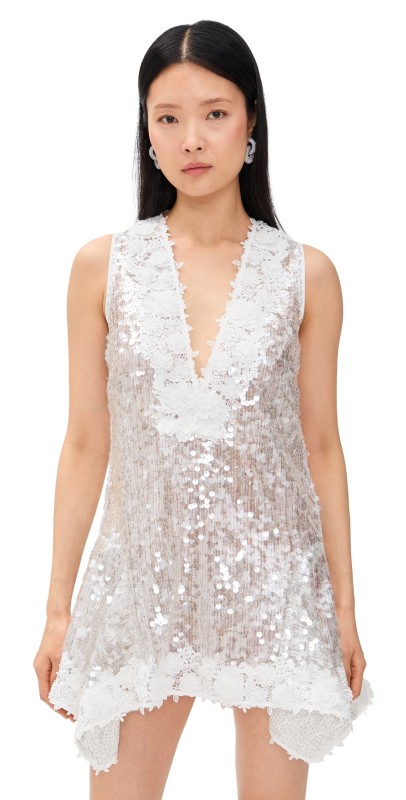 AKNVAS Esme Sequin Cocktail Mini Dress Pearl