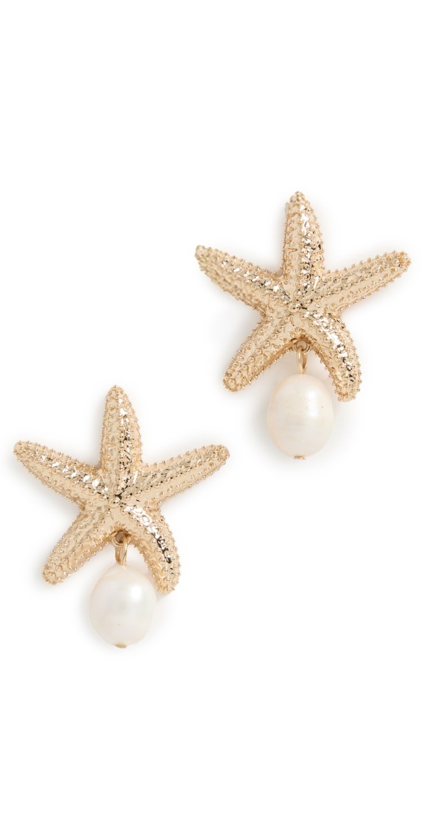 BaubleBar Mariam Shell Earrings Pearl/Gold