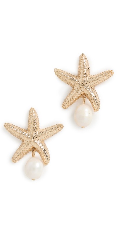 BaubleBar Mariam Shell Earrings Pearl/Gold