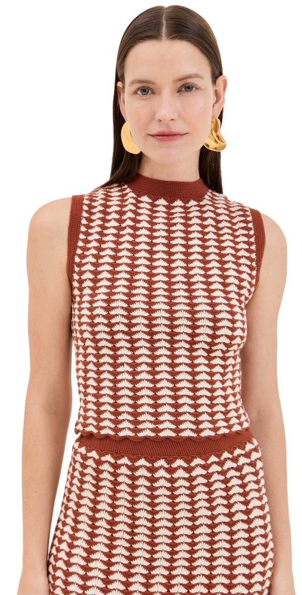 ESCVDO Motupe Crochet Top Ivory/Brown