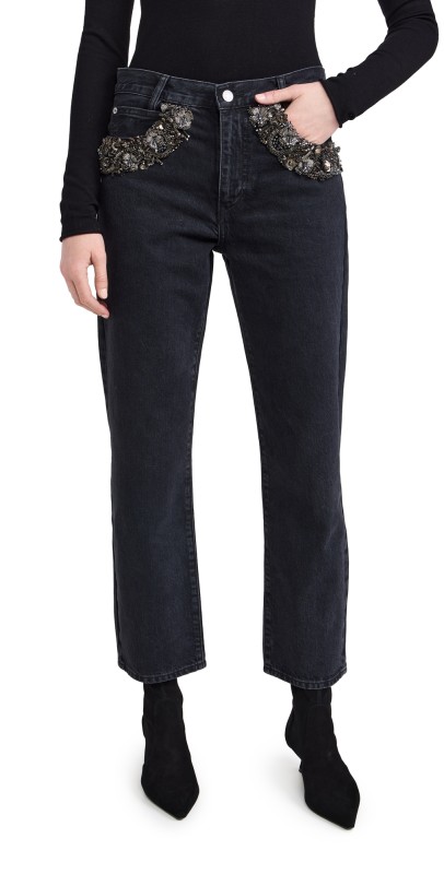 FRAME The Beaded Straight Jeans Portia
