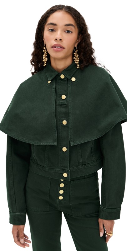 Ulla Johnson The Agata Denim Cape Jacket Hunter