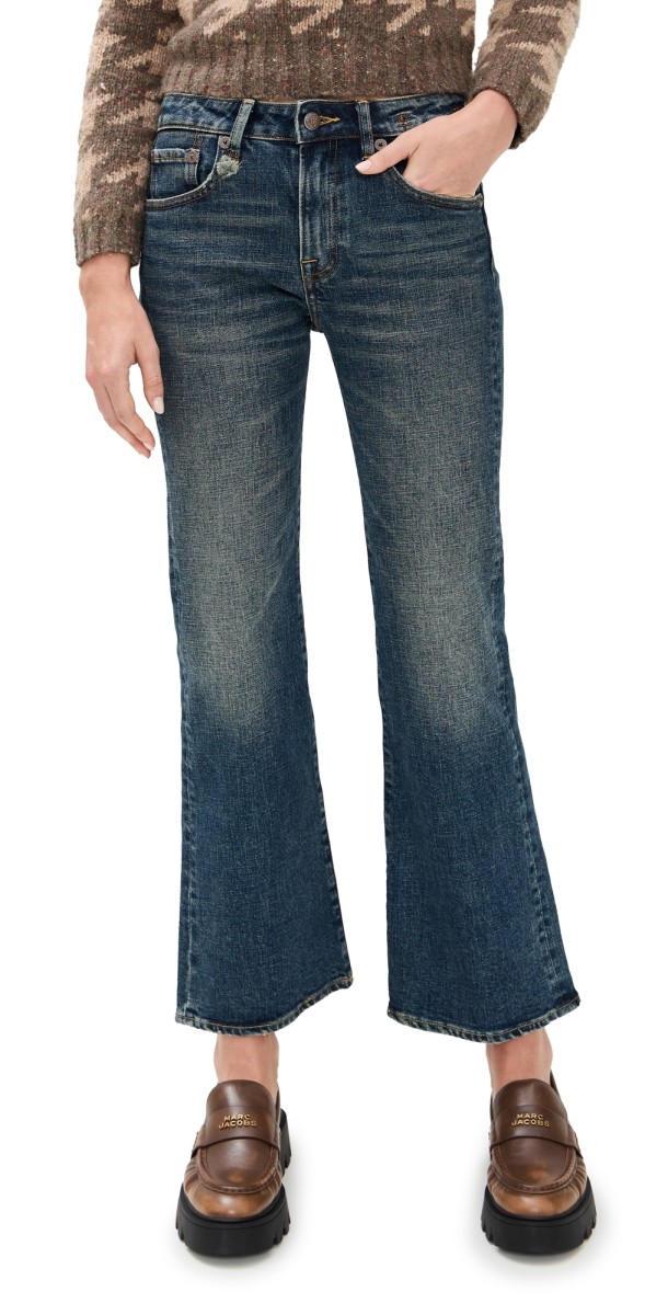 R13 Joan Kick Flare Jeans Melvin Blue Stretch