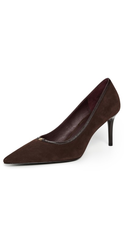 Tory Burch Double T Buckle Pumps 80mm Dark Cocoa