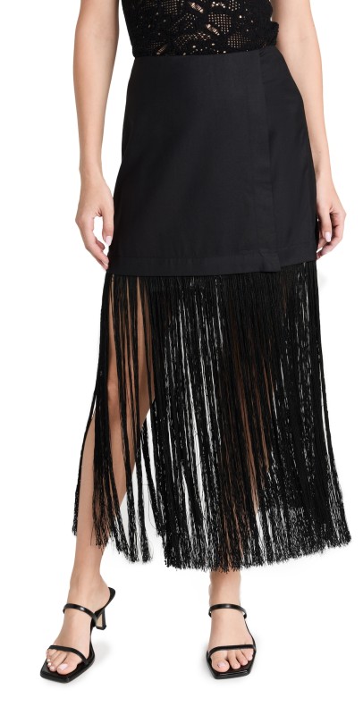 Sea Pari Fringe Skirt Black