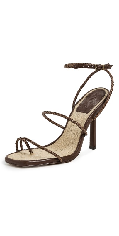 Schutz Kaya Straw Heeled Sandals Desert Brown