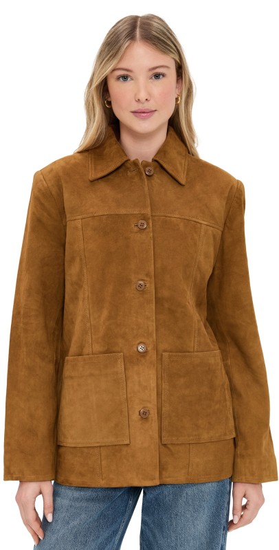 Reformation Veda Lincoln Suede Shirt Jacket Topanga Canyon