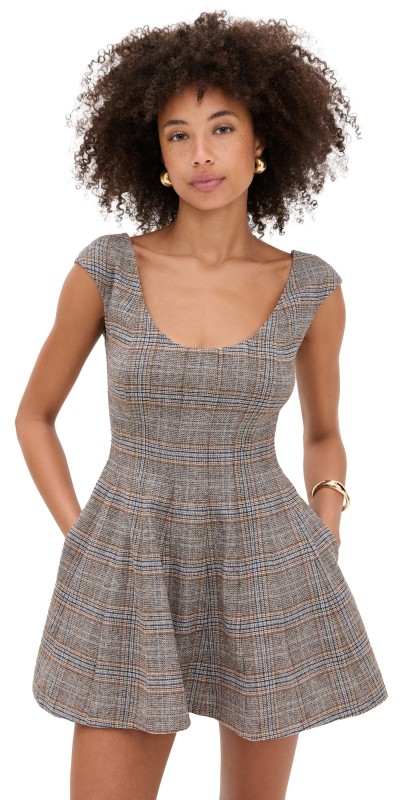 GUIZIO Leila Tartan Mini Dress Green Multi