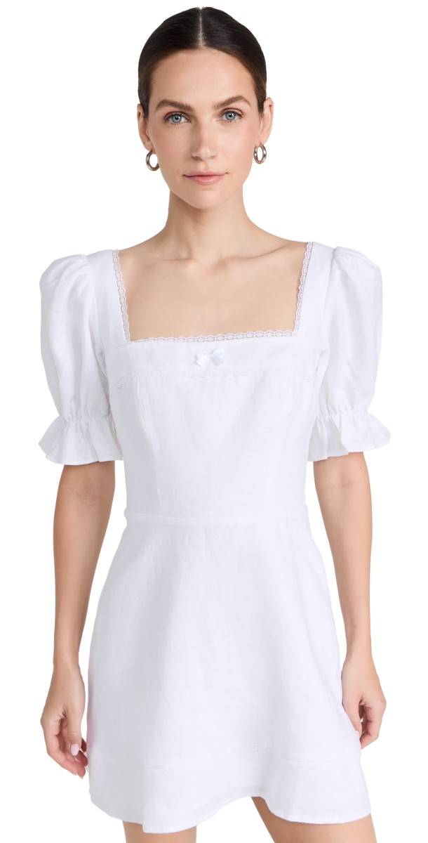 Reformation Evianna Linen Mini Dress White