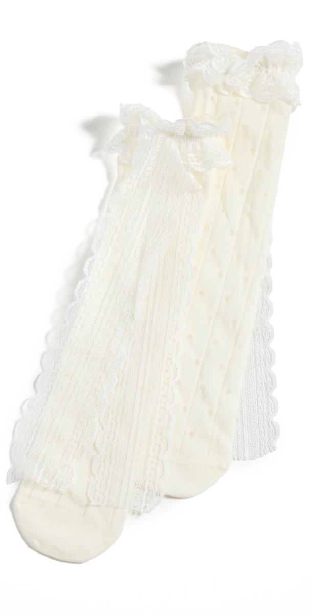 High Heel Jungle Laced Soft Socks Ivory