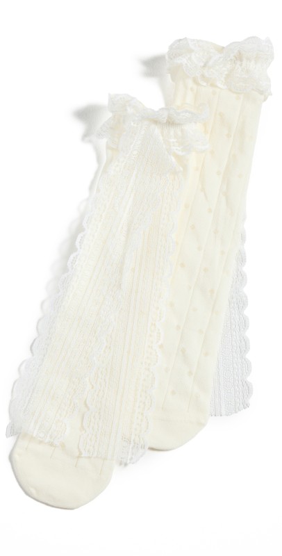 High Heel Jungle Laced Soft Socks Ivory