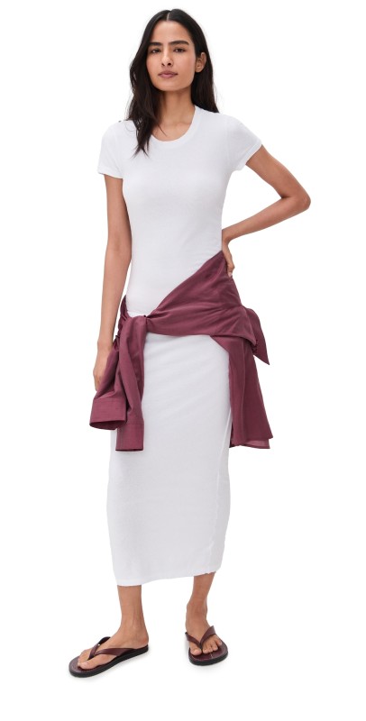 James Perse Ruched T-Shirt Dress White