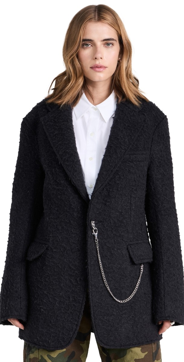 R13 Raw Curaw Cut Ragged Blazer Black