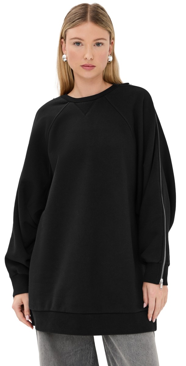 HALFBOY Zip Over Crew Neck Black