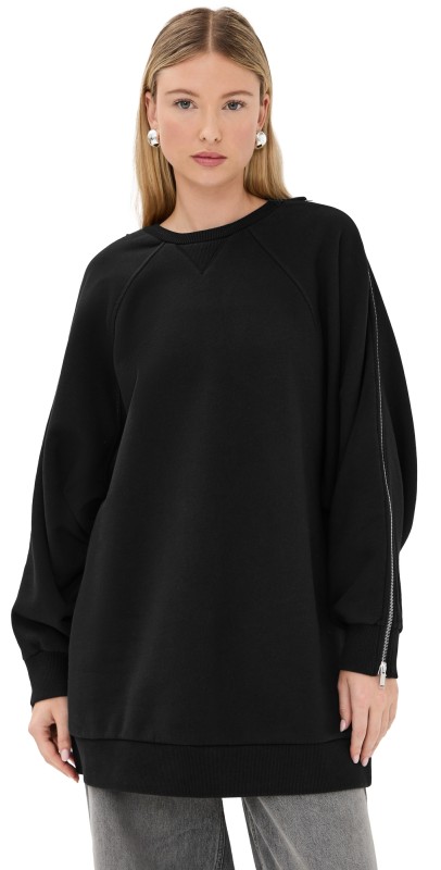 HALFBOY Zip Over Crew Neck Black