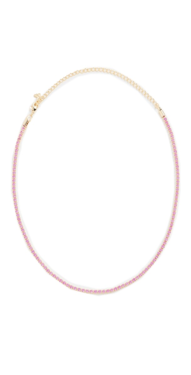 By Adina Eden Colored CZ All Around Tennis Choker Pink