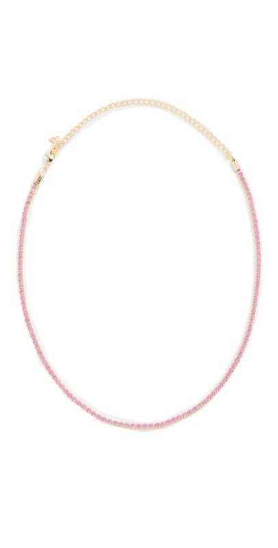 By Adina Eden Colored CZ All Around Tennis Choker Pink