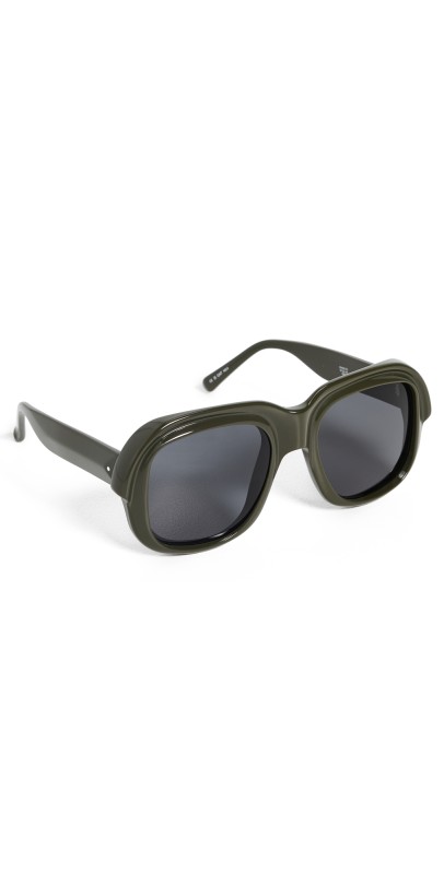 Dries Van Noten Round Sunglasses Khaki/Silver/Green Grad