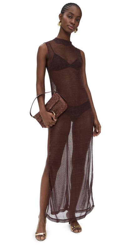 Dur Doux Mesh Sleeveless Dress Metallic Brown