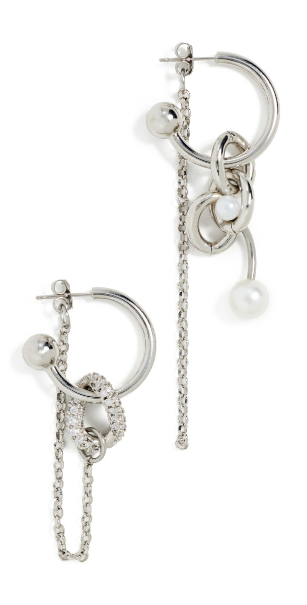 Justine Clenquet Abel Pearl Earrings Palladium