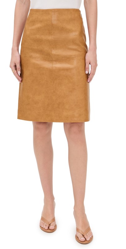 rag & bone Jordie Faux Leather Skirt Camel
