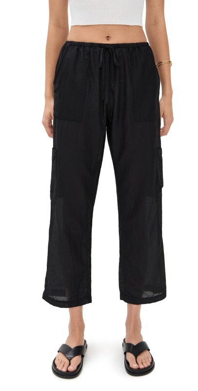 DONNI. The Silk Cotton Sheer Cargo Pants Jet