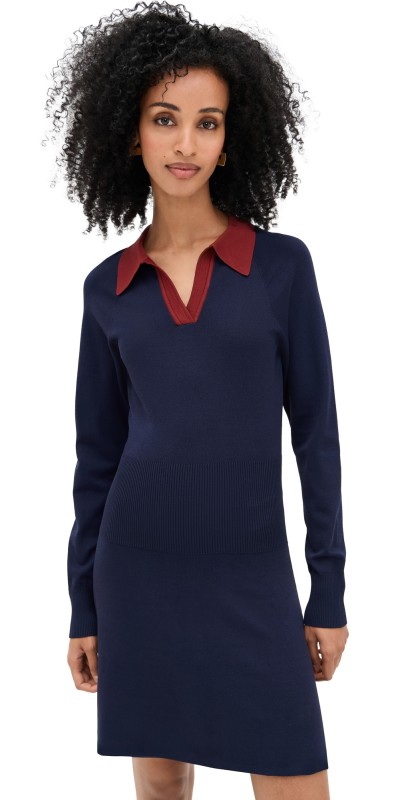 STAUD Gene Dress Navy/Sangria