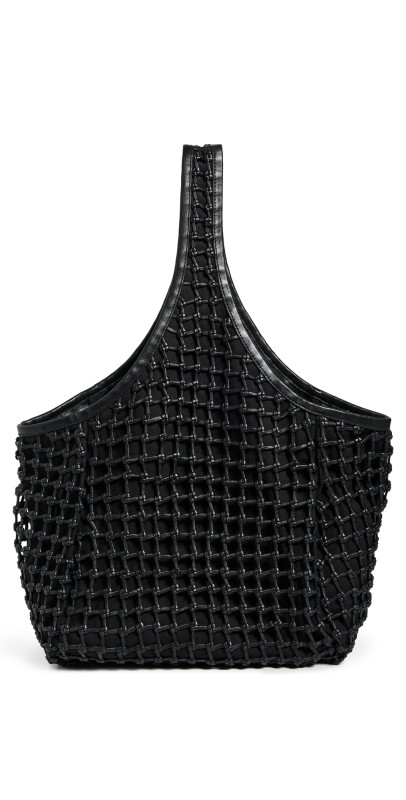 Clare V. Bando Bag Black Knot Woven Leather