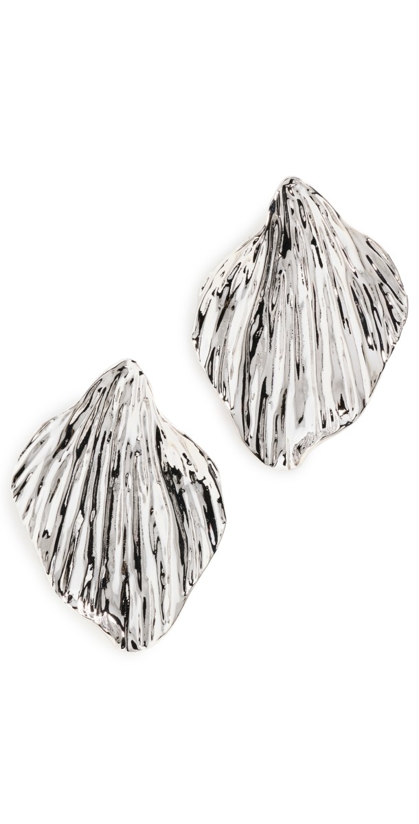LELET NY Maya Petal Statement Earrings Rhodium