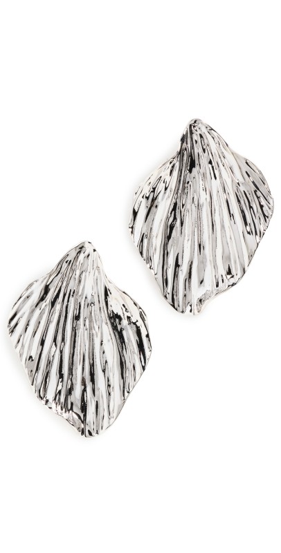 LELET NY Maya Petal Statement Earrings Rhodium