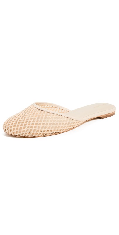 Reformation Melly Flat Mules Ivory Crochet