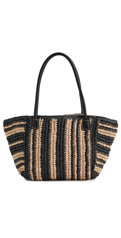 Madewell Mini Black and White Straw Tote Natural Mult