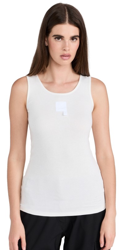 A Potts Ribbed Tank White