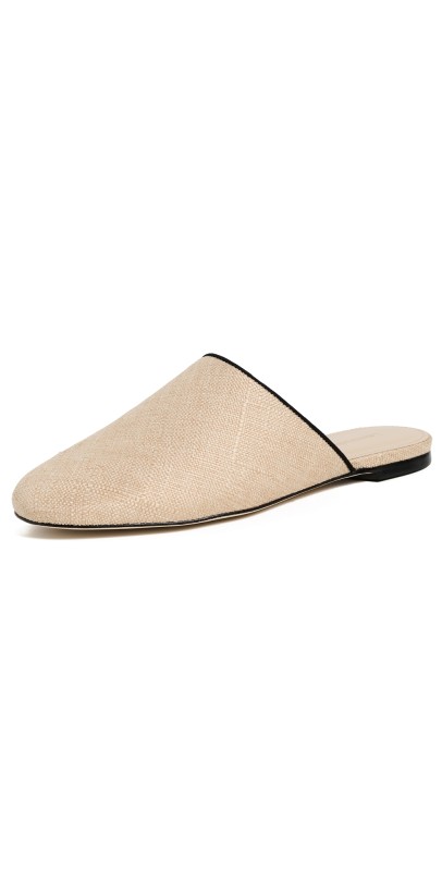 Larroudé Venice Flat Mules Beige/Black