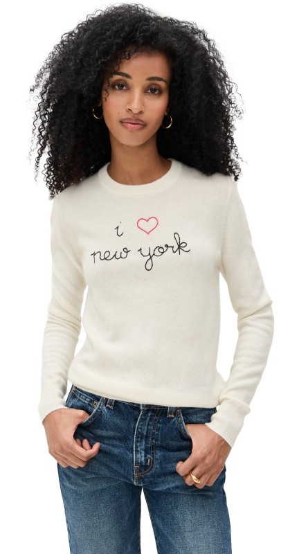 Lingua Franca New York Cashmere Sweater Cream