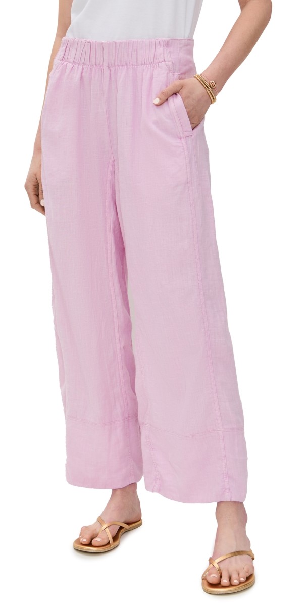 Free People Days End Linen Pull On Pants Pink-A-Boo