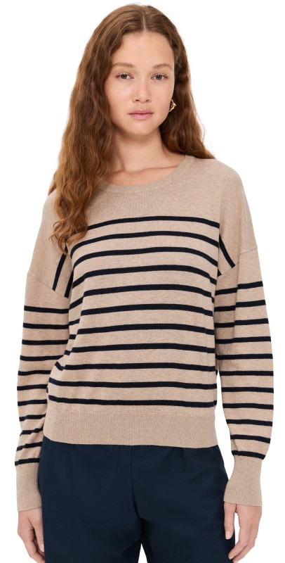 Jenni Kayne Avey Crew Neck Sweater Oat/Navy Stripe