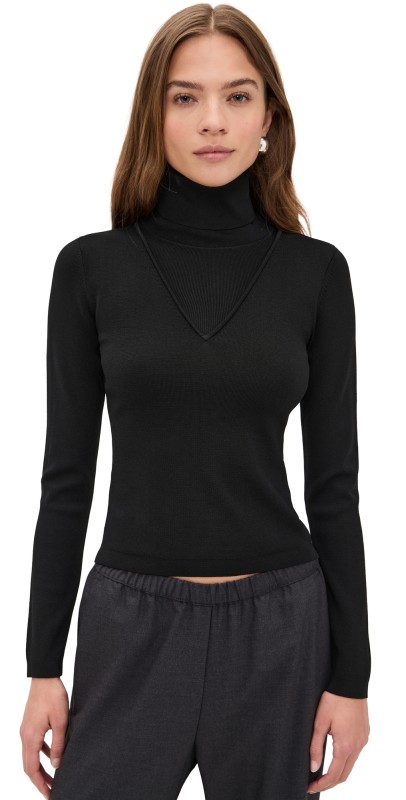 LE BOP Trompe L'oeil Layered Turtleneck Black