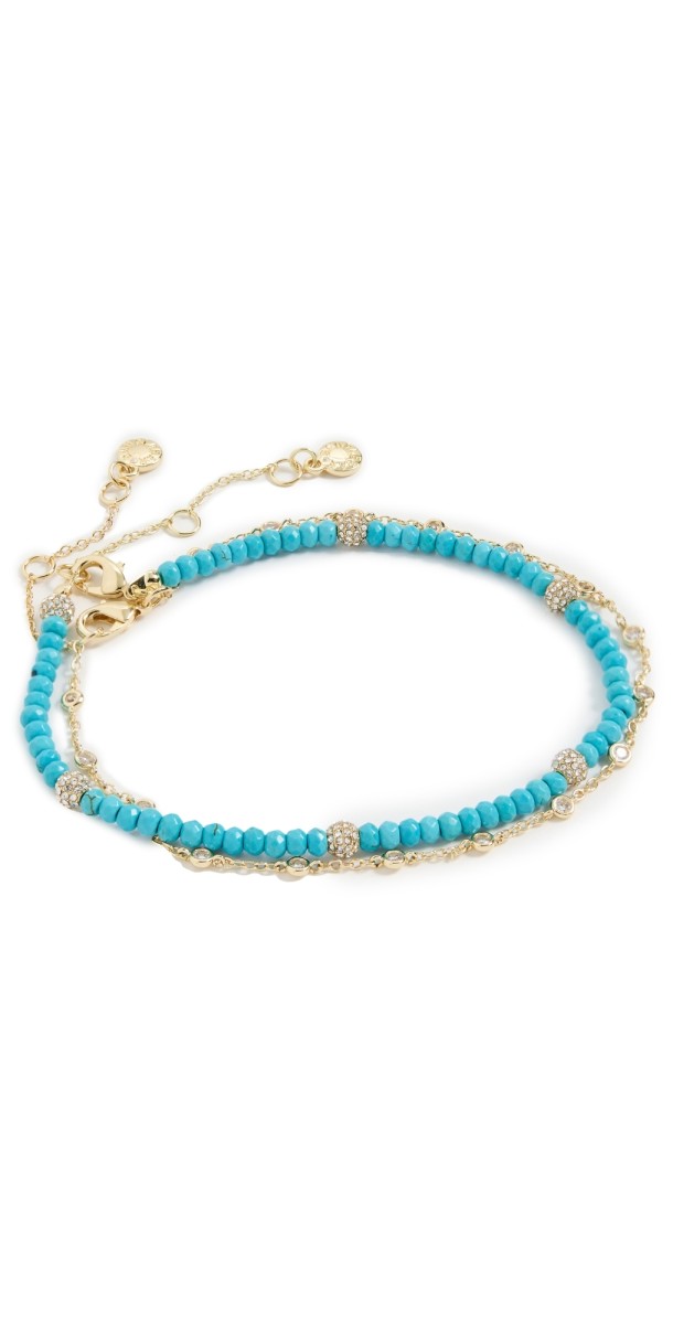 BaubleBar Marina Anklet Set Turquoise/Gold