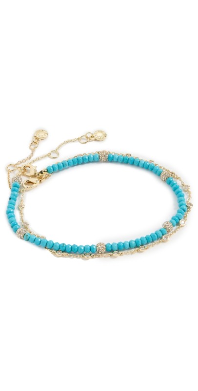 BaubleBar Marina Anklet Set Turquoise/Gold