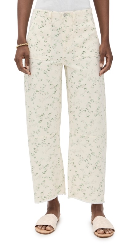 LE JEAN Utility Soft Barrel Jeans Lemon Floral