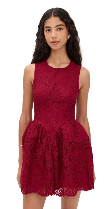 BARDOT Luisa Lace Mini Dress Burgundy