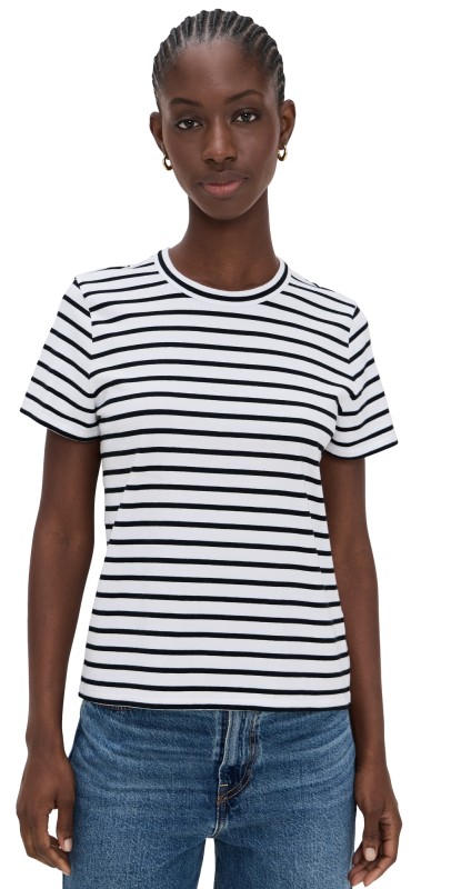 Madewell Perfect Stripe Crewneck Tee B & W STRIPE