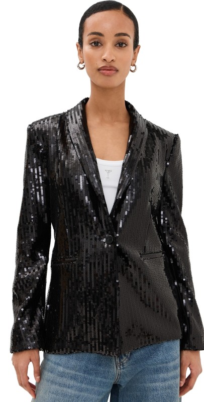 Susana Monaco Square Sequin Blazer Black