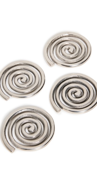 Sophie Lou Jacobsen Spiral Coasters Nickel Plated Cast Aluminum